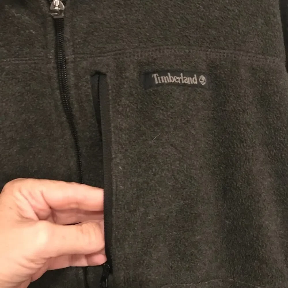 Timberland Fleece Jacket Full Zip Gray Size Medium